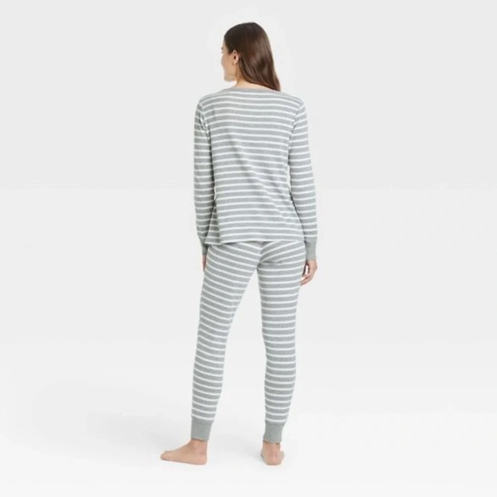 Target Gray and White Striped Pajama Set - Picture 2 of 3
